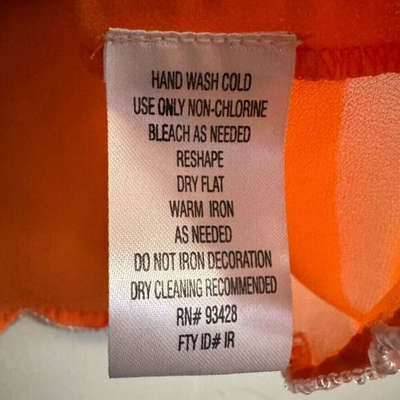 Tco. Long Sleeve V Neck Blouse Women's M Orange Sheer Lightweight Boho Beaded - Picture 4 of 4